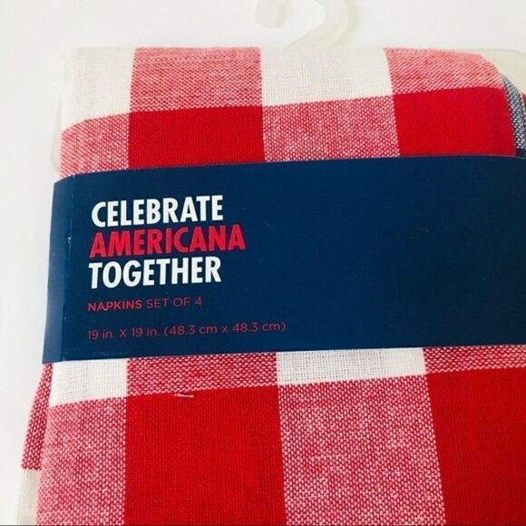 New! Patriotic Americana Stripes Stars Kitchen Table Linens Runner Napkins Set - Picture 9 of 13
